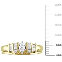 Миабела Дамски КТ Маркиза и принцеса-шлифован диамантен винтидж сватбен комплект в 14 карт жълто злато