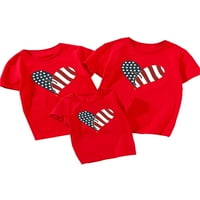 Rejlun татко мама дете тениска екипаж на шията семейство съвпадение на тениска американски флаг отпечатани родителски деца върхове