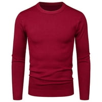 Allowith Fall, Зимни жилетри пуловери за жени, плюс, огромни, топли, червени, мъже ежедневни твърди кръгли пуловер с дълъг ръкав с дълъг ръкав тънък горен плот отгоре TUR