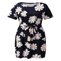 Cindysus дами прости джобни тениски рокли жени ежедневни слънчеви разпръснати флорални отпечатани летни градиенти свободни къси мини рокли