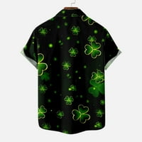 Buigttklop без граници Мъжки ризи Просвет плюс размер ежедневни копчета St. Patrick's Day Print с джобни революционни ризи с къс ръкав блуза