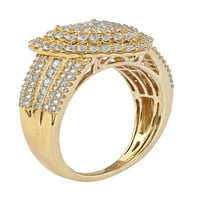 Имперски 14к жълто злато 1к ТДВ диамантен сърдечен клъстер ореол годежен пръстен