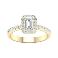 Имперски диамантен пръстен с ореол от 10к жълто злато