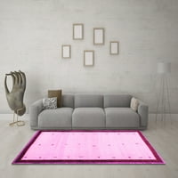 Ahgly Company Indoor Rectangle Solid Pink Modern Area Rugs, 8 '10'