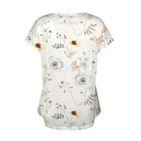 Gdfun летни върхове тениски за жени, дамски топчета с къси ръкави облечени летни v копчета за шия ежедневни модерни блузи туника