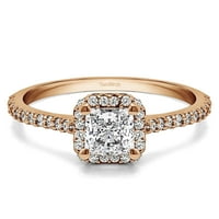 Годежен пръстен на принцеса хало с брилянтен моасанит от Туобирч в 14к злато