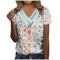 Амуса блузи за жени ежедневни модерни тениски модни сортирани сортирани ръкави за печат на летни туники върхове на туника