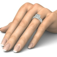 1-Каратов Т. в. диамантен 10кт бял златен Двоен Халат за годежен пръстен