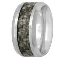 Мъжка неръждаема стомана сив въглеродни влакна сватбена лента - Мъжки пръстен