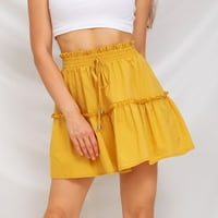 iopqo мини пола пола женска модна къса пола с висока талия еластична пола летни рокли за жени midi пола жълта s