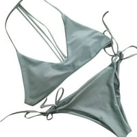 Fesfesfes Swimsuit for Women Women Sexy Solid Solid Bandage Bikini Set Push-Up Pad Swimswear Swimsuit Beachwear