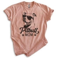 Тениска на питбул мама, унизирана женска риза, собственик на питбул териер, най-добър подарък за куче мама, залез на Хедър, X-голям