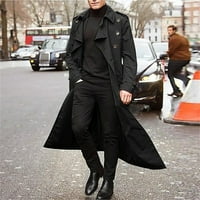 Мъжки зимна мода лесен солиден цвят топло палто на ревера бизнес ежедневно палто