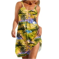 Jsezml дамски летни каишки плажна рокля от печата рокля за летни слънчеви рокли жени летни ежедневни