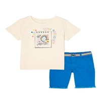 Детска тениска и Бермудски шорти, комплект от 2 части, размери 4-10