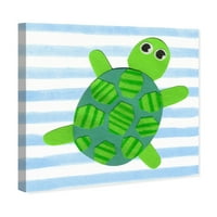 Писта Авеню Животни стена арт платно щампи 'Т за костенурка' морски животни-зелено, синьо