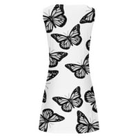 Женски мини рокля отстъпка отстъпка пеперуда щампа лято без ръкави boho holiday salekeyhole neck sundress за момичета елегантен