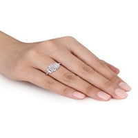 3-Каратов Т. Г. в. Моасаните 10к Бяло Злато 3-каменен годежен пръстен