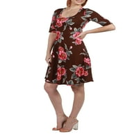 Дамска Джема Браун флорална форма и пристъп мини рокля