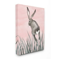 Ступел индустрии зайче заек скок трева Розово зелено Животни живопис платно стена изкуство от Зивей ли