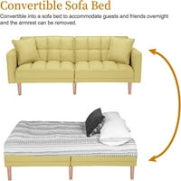 Разтегателен фотьойл с възглавници, Плат конвертируемо единично легло за компактно Жилищно пространство, апартамент, Общежитие-жълто