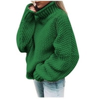 Пропускането на пуловер Женски небрежен твърд о-образен ок върхове плетене на пуловер с дълги ръкави пуловер