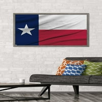 Тексаски плакат за стена на флаг, 22.375 34 в рамка