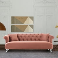 Елегантен диван в розово руж кадифе с акрилни крачета