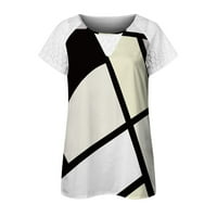 Royallove Women's Fashion Casual Temperament Crewneck Loose нередовен геометричен щампа с тениска с къс ръкав отгоре