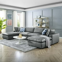 Модуей Коми Пух напълнен презаписан Веган кожен диван от 6 части в сиво