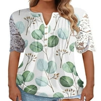 Секси танцови жени тениска флорална печат летни върхове с къс ръкав тениска удобна туника блуза плаж пуловер лист 5xl