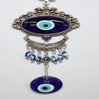 Турско синьо зло око голямо овално око с цветя амулет стена висящи защита Домашен декор благословия подарък-г