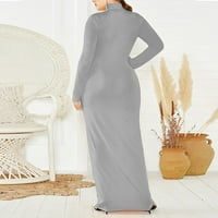Жени плюс размер арабска плетена рокля с дълъг ръкав рокля от костенурка Soild Stretch Slim