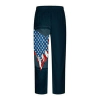 Xysaqa Мъжки бельо свободни суипани мъже смешни американски флаг печат панталони Леки еластични талии панталони за джогинг йога