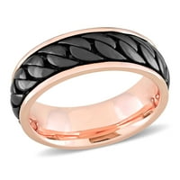 Миабела Мъжки Розово злато и черен рутений флаш покритие стерлинги Сребърен линк дизайн пръстен