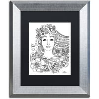 Търговска марка изобразително изкуство жена 3 платно изкуство от Кцдодхарт Черен мат, сребърна рамка