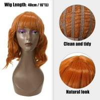 Уникални перуки за човешка коса за Лейди 16 ярко оранжева къдрава перука с шапка за перука 200г