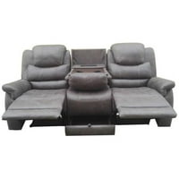 Увеселителен парк Уайът тапициран диван за движение с падаща маса и чекмедже сив цвят: сив, покритие: друг цвят, стил: традиционен