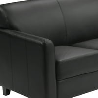 Флаш мебели черен кожен диван с чиста линия зашита рамка