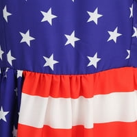 Дамски рокли ден на независимостта Спиращ американски флаг печат Винтидж Големи люлеещи се вечерни рокли