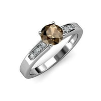 Smoky Quartz and Diamond годежен пръстен 1. Карат TW в 14K бяло злато.size 6.0