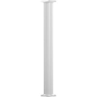 12 10 ' Ендура-алуминиева колона, кръгъл вал, не-заострен, Нагънат, гланц бяло покритие с капитал и база