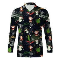 Коледни черни мъжки ризи мъже ежедневни есента зима 3d отпечатана модна топ блуза полиестер