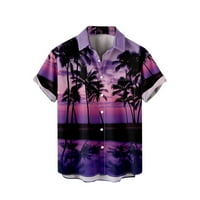 Tklpehg Хавайска риза за мъже късо ръкав плажна риза отпечатана ревера блуза ежедневни разхлабени ризи плажни ризи хавайска риза