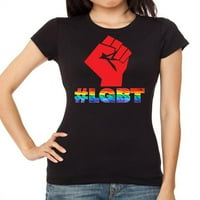 Fist LGBT Rainbow Pride Черна тениска на младша малка черна