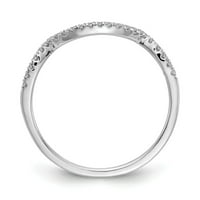 Солиден 14k бял златен диамант контуриран извит назъбен сватбена лента Размер на пръстена 7