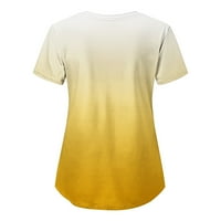 BABYSBULE Дамски клирънс върхове стилни градиентни отпечатани ризи ежедневни с тениска с къси ръкави с v-nec