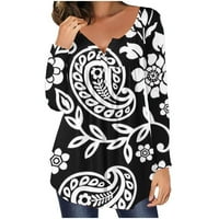 Aoochasliy пуловер за жени клирънс качулки ежедневни отворени бутон кръг суичъри на шията свободни цветя блузи блузи върхове