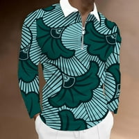 Мъже неприятна мода Превръщане на половината цип цветна дигитална печат с дълъг ръкав блуза за мъже с дълги ръкавици