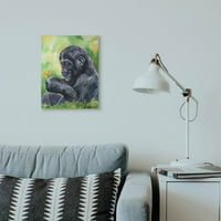 Ступел индустрии бебе горила животни и цветя зелен акварел живопис супер платно стена изкуство от Георги Дяченко